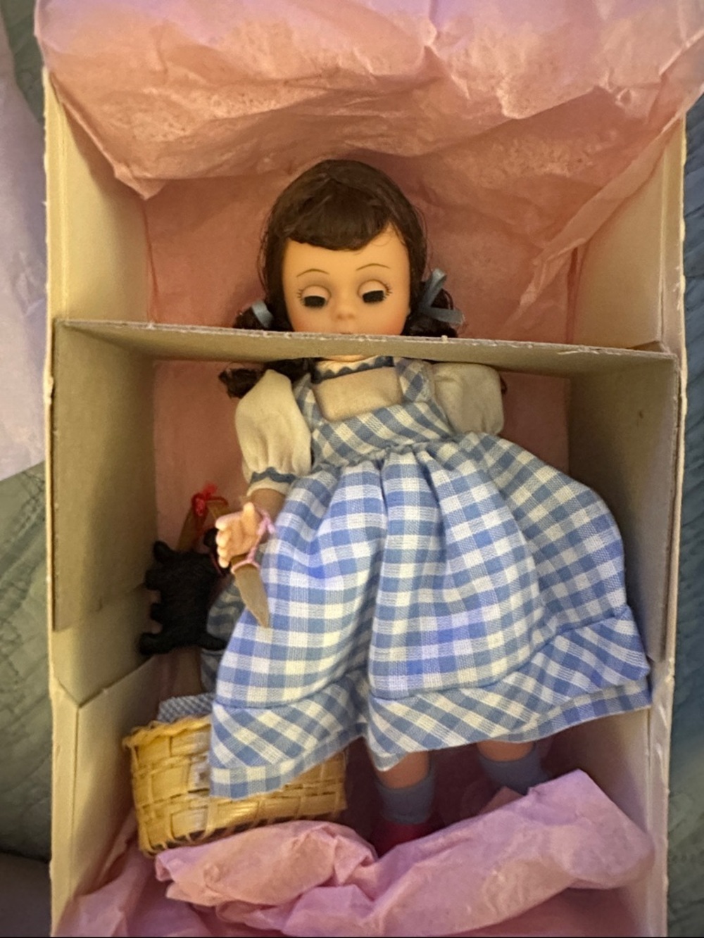Vintage Wizard of Oz Dorothy Box Label — Blue Madame Alexander Box
